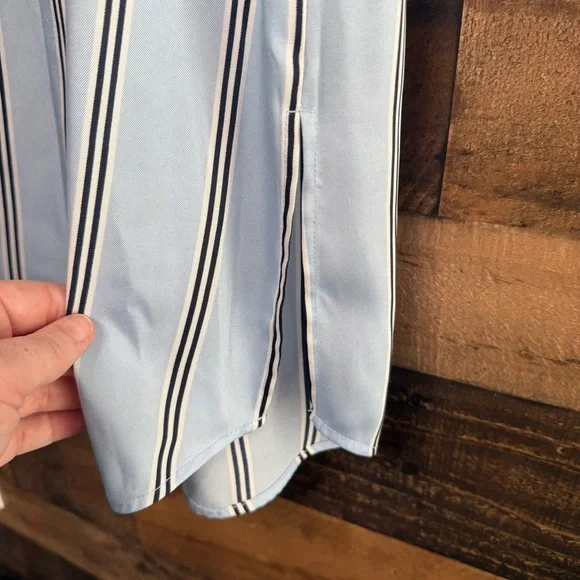 Alex Marie Blue and White Buttoned Midi Dress - Picture 7 of 9